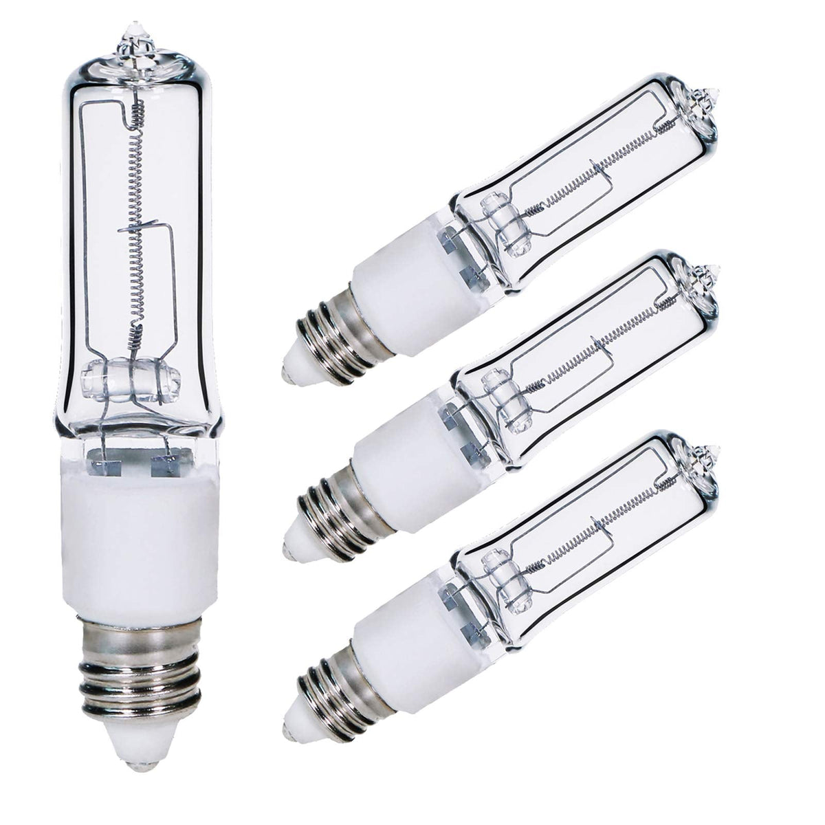 Comyan JDE11 75W Halogen Bulb, E11 Mini Candelabra Base, 1050 Lumens, Quartz Glass, 4-Pack