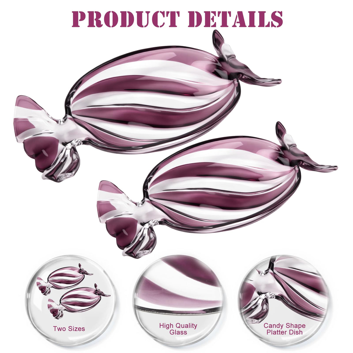 SHOWLOUE Christmas Platter Dish, Glass Candy Platter Serving Dessert Plates Christmas Dinnerware Tray Decorative Plates for Xmas Holiday Party Favor, Dark Purple, Small