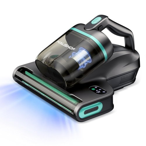 HAUSHOF Mattress Vacuum Cleaner, 15Kpa Bed Vacuum Cleaner with 275nm UV-C Light, 140°F Heat, Aromatherapy, HEPA Filter, Dual Dust Cups, Versatile Handheld Vacuums for Bed, Sofa, Couch, Crib