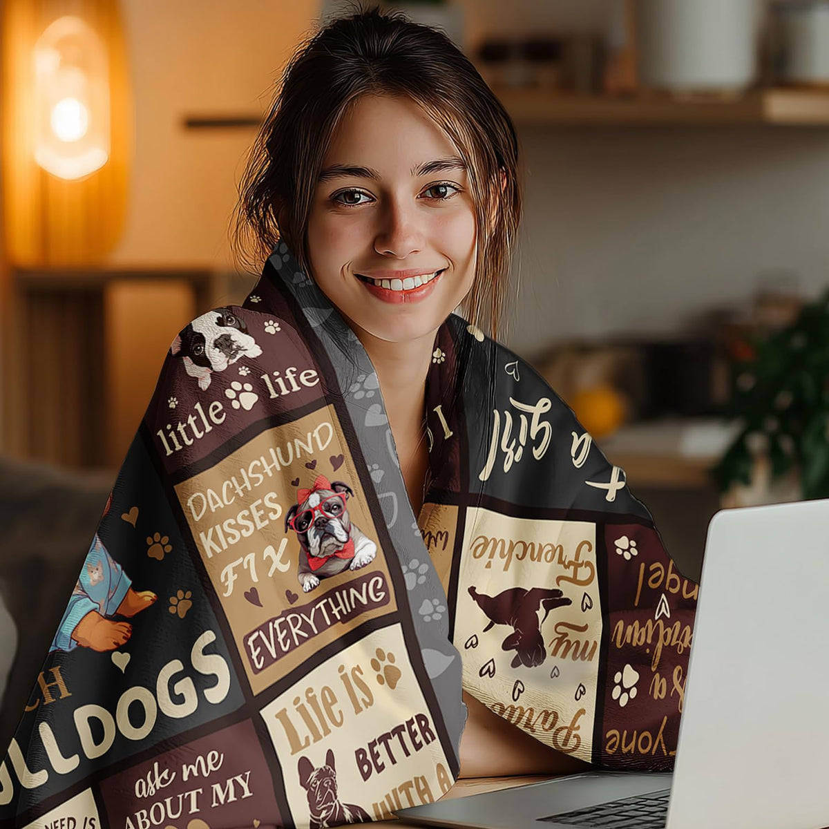 French Bulldog Lover Gift for Women - 50"x40" Ultra Soft Plush Flannel Fleece French Bulldog Throw Blanket, Cozy Fluffy Decor for Couch Bed, Christmas Birthday Present