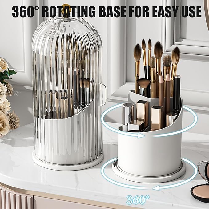 Concealed Toothbrush Holder, Rotating Bathroom Organizer Countertop, Toothbrush