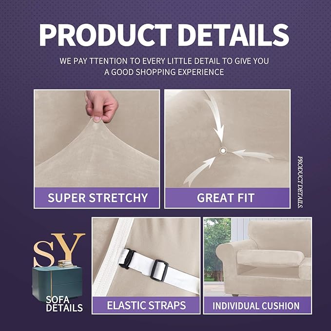 ZNSAYOTX Luxury Velvet Chair Slipcovers