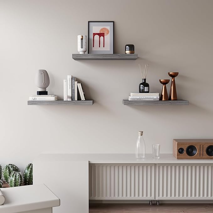 Upassion Floating Shelves for Wall Set of 3, Frame Display Floating Shelf for
