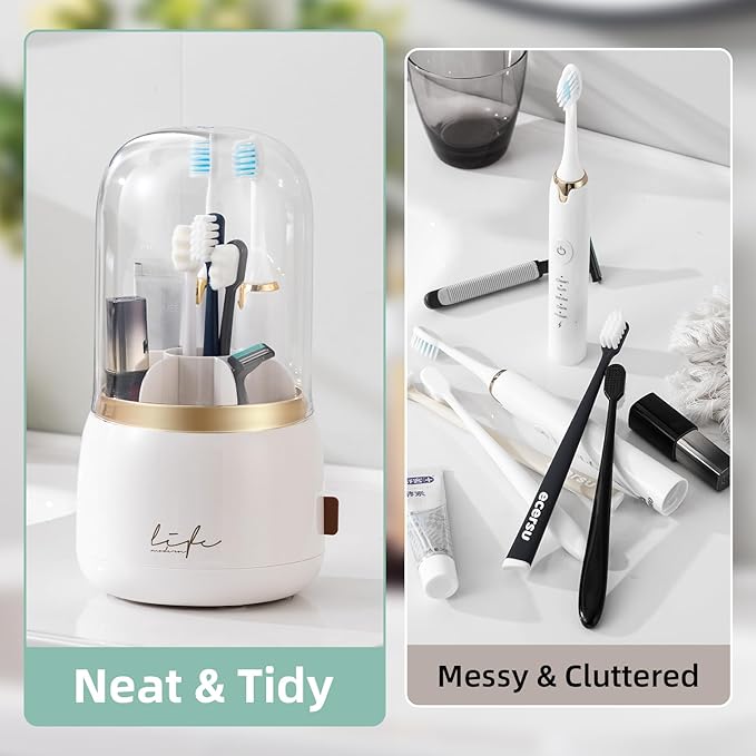 Toothbrush Holders for Bathrooms, Rotating 7 Slots Electric Toothbrush Holders
