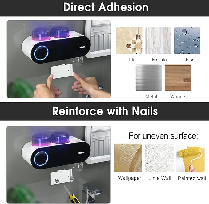 iHave Toothbrush Holders for Bathrooms, UV Toothbrush Sanitizer and Holder