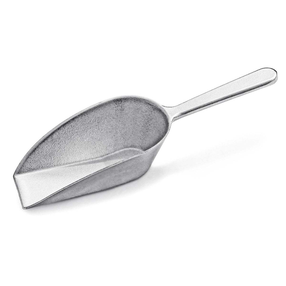 New Star Foodservice One-Piece Cast Aluminum Flat Bottom Bar Ice Flour Utility Scoop, 7-Ounce, Silver