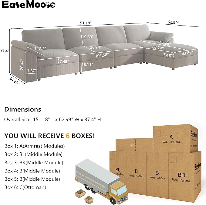 EASE MOOSE Oversized Sectional Modular Sofa