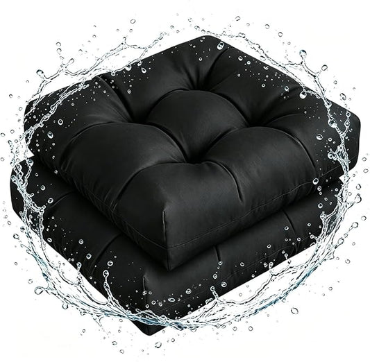 Set of 2 Patio Seat Cushions 19X19in Square Wicker Seat Pads Waterproof Rocking