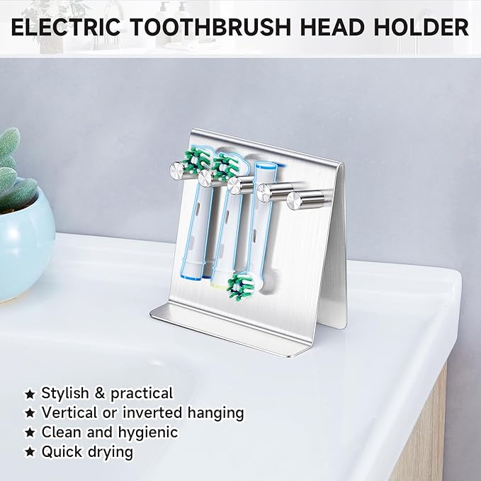 Electric Toothbrush Head Holder Adhesive or Tabletop, Tooth Brush Holder