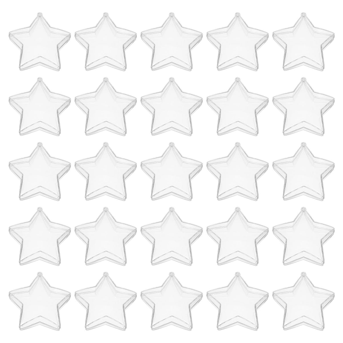MAGICLULU 25pcs Clear Star Shaped Candy Boxes, Fillable Plastic Treat Containers, Hanging Transparent Baubles for Christmas Tree Ornament And Holiday Party Favors