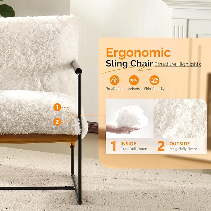VINGLI 28" Wide Plush Upholstery Sling Modern Accent Chair