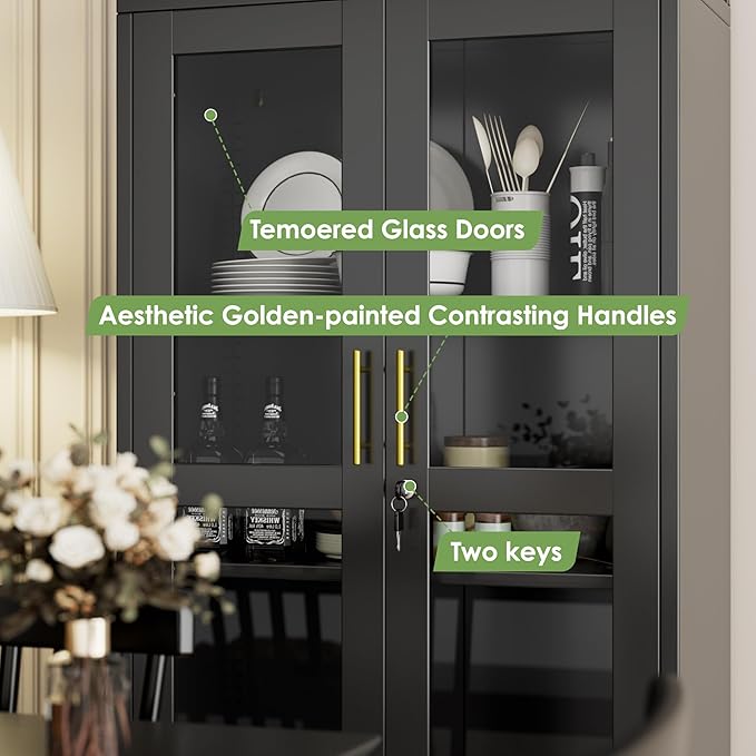 73" Black Metal Arched Display Cabinet