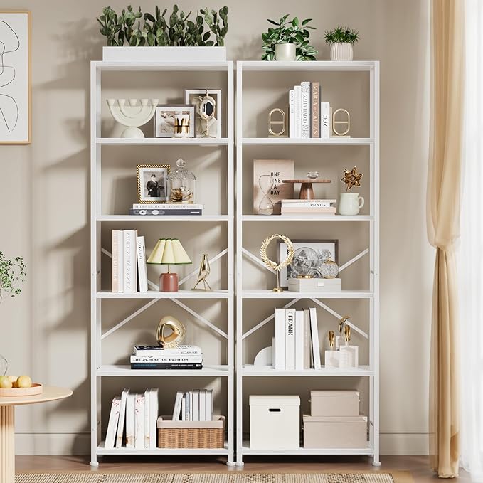 Furologee 6 Tier Book Shelf, Tall Wide Bookshelf, Modern Open Bookcase