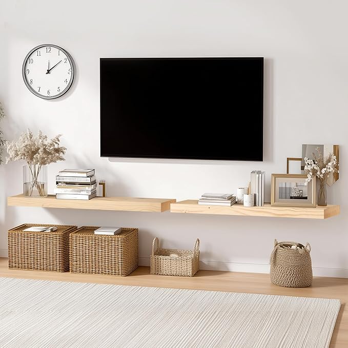 36x8x1.6 inch Floating Shelves Set of 2 – Solid Wood Rustic Wood Wall Mounted
