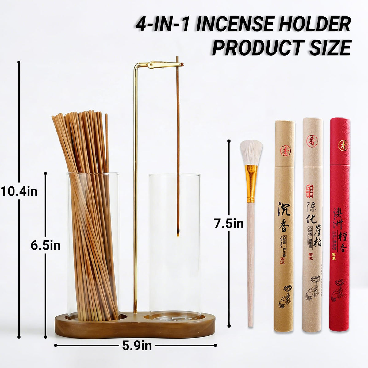 Crastilior Glass Incense Holder with ash Catcher Upside Down Incense Sticks Burner Holder 2 in 1 Incense Sticks Holder for Meditation Yoga Spa Room Decor(Brown)