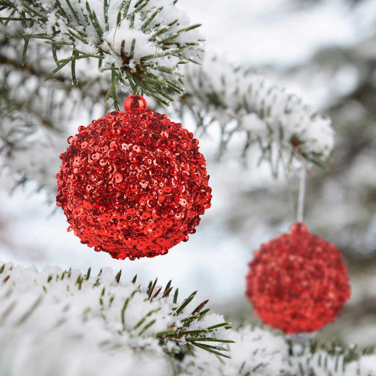 ZHANYIGY 4.25" Shatterproof Christmas Ball Ornaments, 4pc Red Set for Trees and Holiday Decor