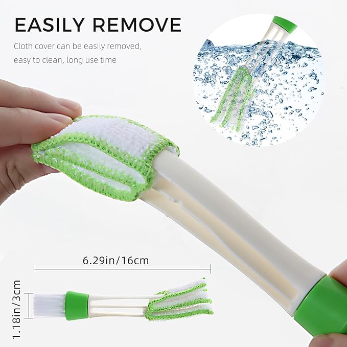 4Pcs Window Venetian Blind Cleaner Duster Tool, Washable 7 Fingers Dusting
