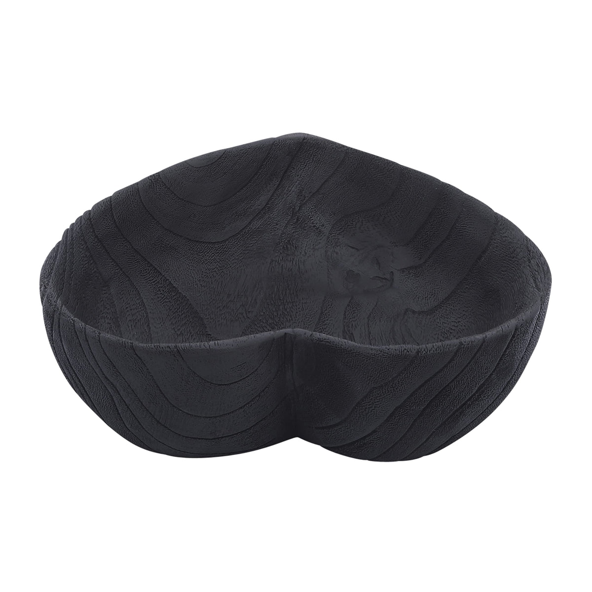 Set of 2 Wooden Decorative Bowls – Accent Bowl Set for Everyday Display, Coffee Table or Entryway Styling – Heart Shape Design for Soft, Sculptural Impact, Home Decor – 10" & 8", Black