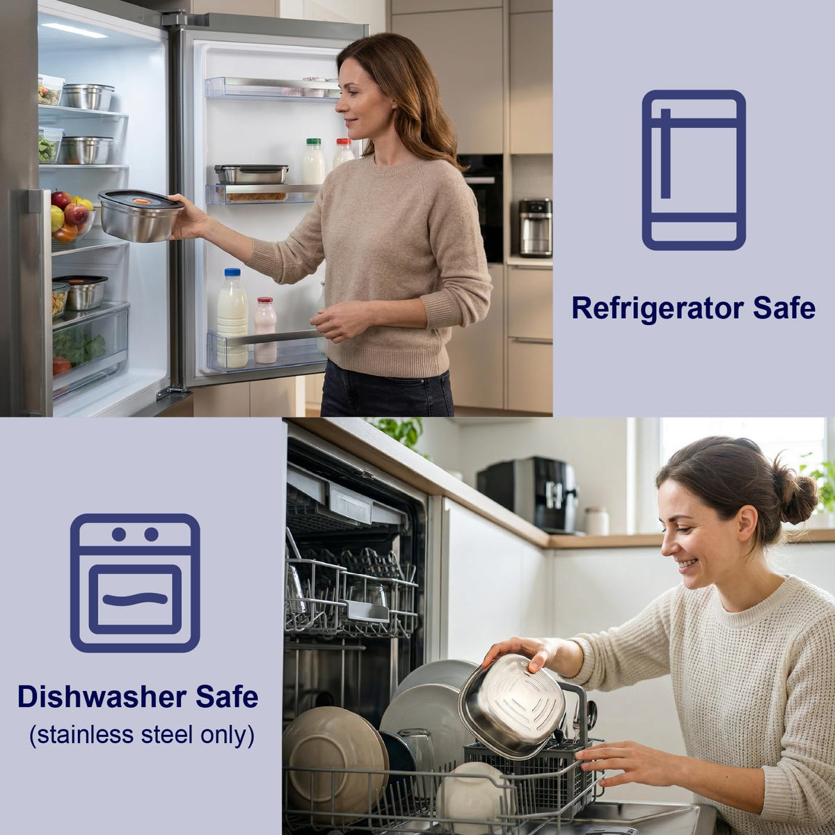 Sxueg Stainless Steel Salad Bowls to go for Lunch Container Kit, 50oz 1 Set