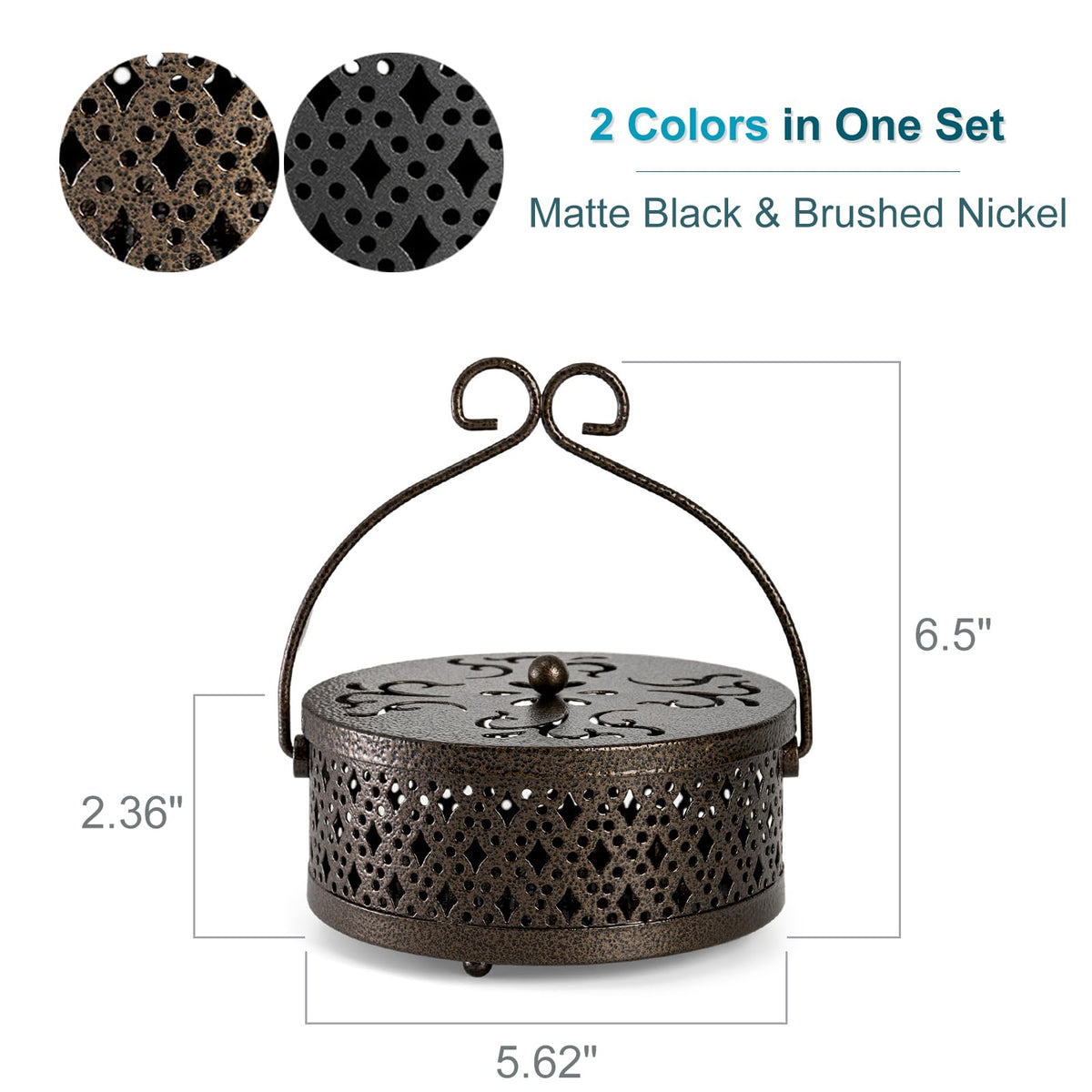 Kingrol 2 Pack Mosquito Coil Holders with Handles, Retro Portable Mosquito Incense Burners for Indoor Outdoor