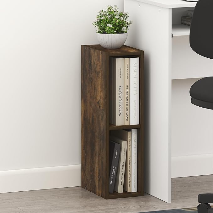 Furinno Fulda Book Shelf, 2-Tier Narrow Bookshelf, Bookcase