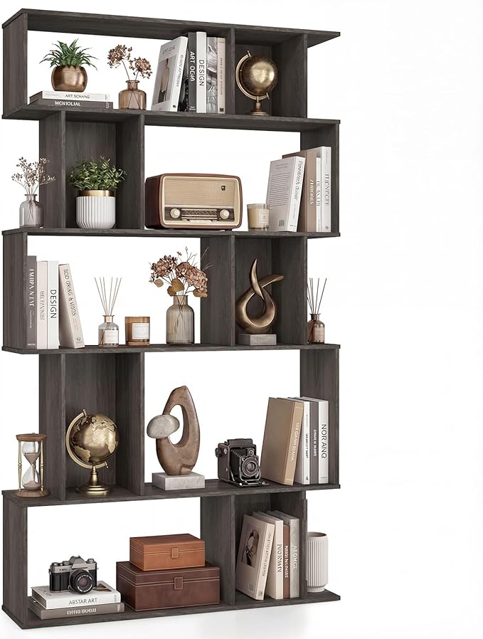 Giantex 5-Tier Bookshelf, 10-Cube Geometric Book Case