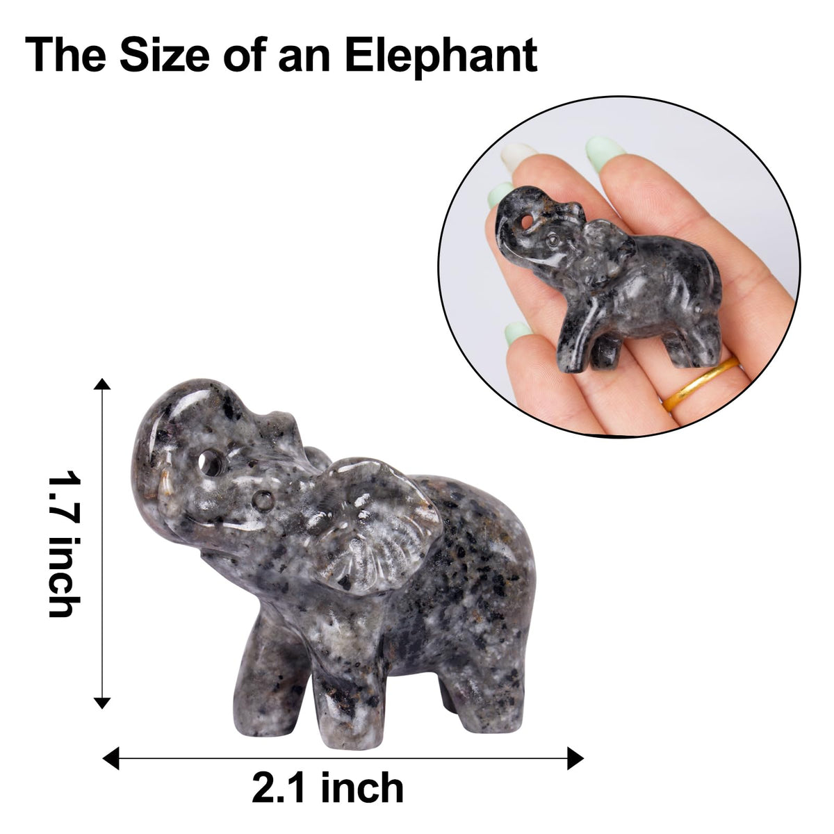 Hguxmcu 2 Inch Yooperlite Crystal Elephant Sculpture Handcrafted Healing Stone Animal Figurine Spiritual Home Decor Lucky Charm Gift for Wealth Success Positive Energy and Meditation Lovers