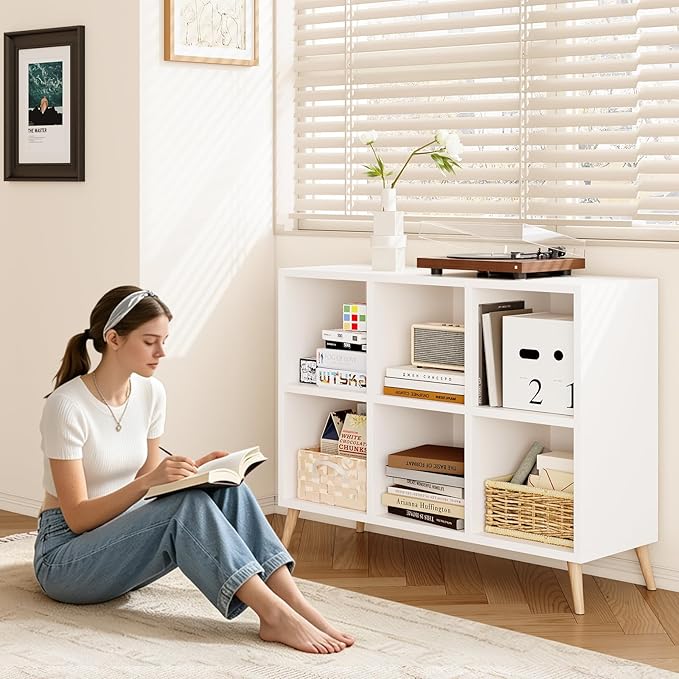 6 Cube Storage Organizer, Wood Bookcase