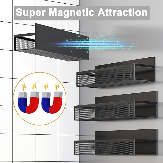 Aufworld Magnetic Spice Rack for Refrigerator, 5 Pack Magnetic Shelf, Moveable