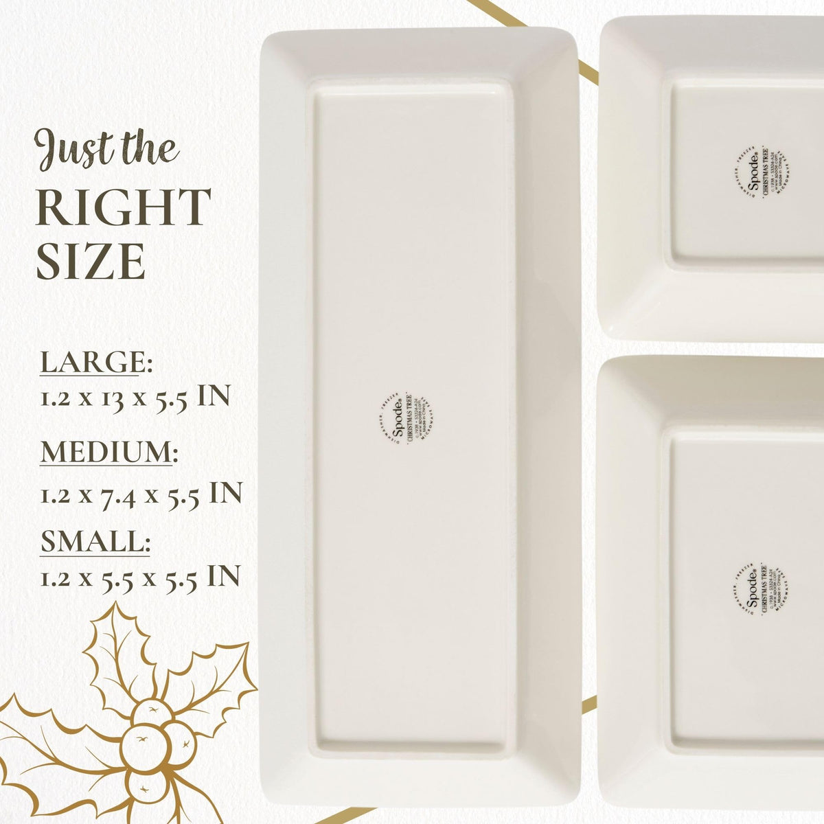 Spode Christmas Tree 3-Piece Dessert Trays, Serveware - Holiday Dinnerware & Decorative Tray, Holiday Winter Serving for All Parties & Occasions - for Snacks, Appetizers, Cookies
