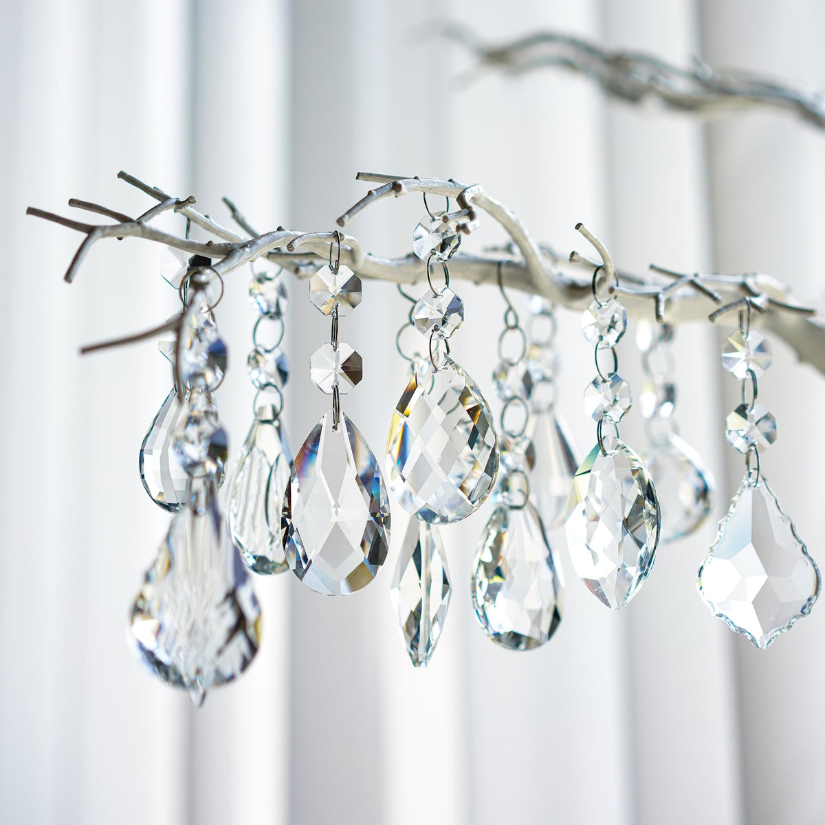 H&D Pack of 12 Clear Crystal Chandelier Lamp Lighting Drops Pendants Balls Prisms Hanging Glass Prisms Parts Suncatcher Home/House Decor