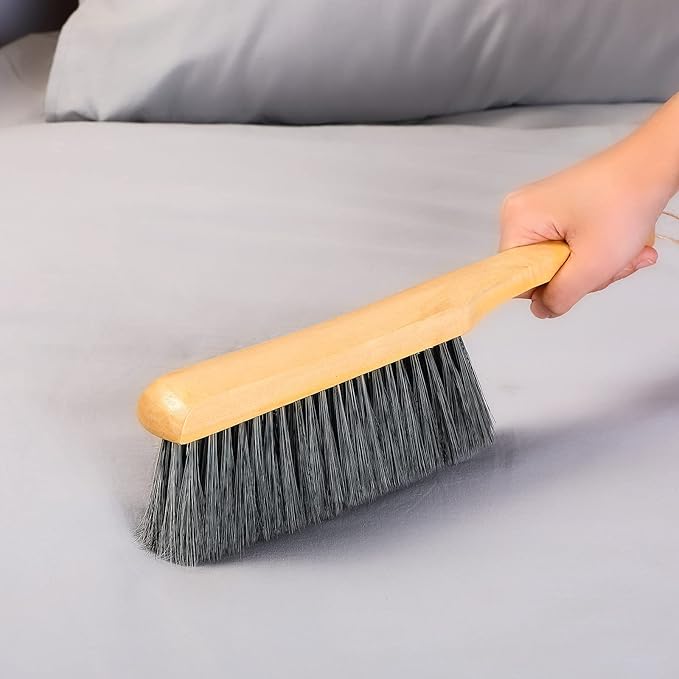 Patelai 2 Pieces Wooden Bench Brushes Fireplace Brush Natural Fiber Bench Soft