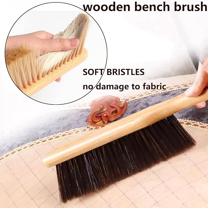 2 Pieces Woooden Dust Brush Hand Broom Bench Brush
