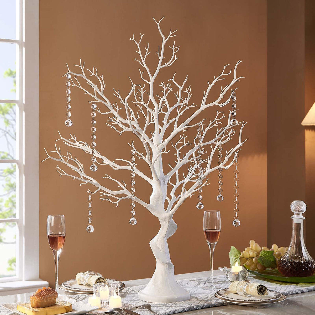 Panlaolao 33 Inch White Easter Tree Centerpiece - Spring Wedding Table Decor with Manzanita Branches for Easter, Birthdays, Baby Showers, Valentine's Day | Reusable Holiday Display with Easy Assembly