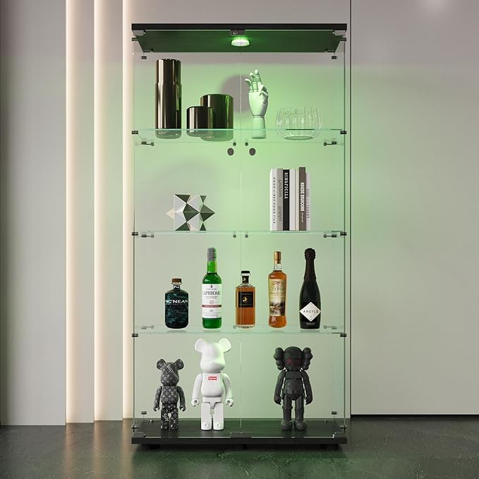 FLYMUHJIA 4-Shelf Tempered Glass Display Cabinet