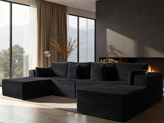 138" Cloud Sectional Couch, Comfort U Shaped Boneless Couch