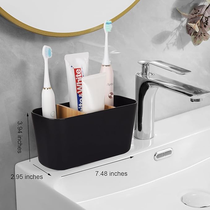 Toothbrush Holders for Bathrooms, Bamboo Tooth Brush Holder