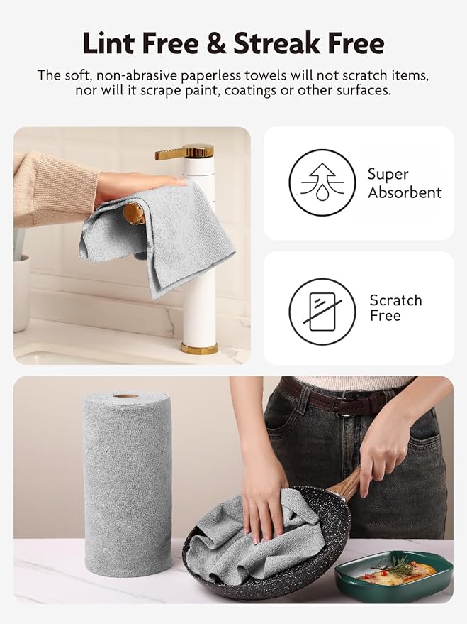 Fantasticlean Microfiber Cleaning Cloth Roll -90 Pack, Tear Away Microfiber