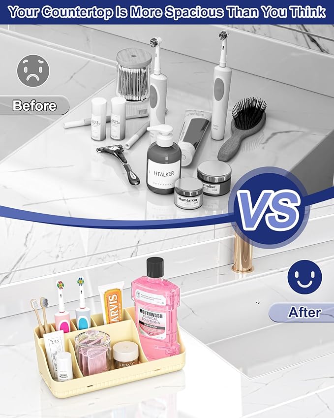 Bathroom Counter Organizer and Storage, 7 Slots Detachable Toothbrush Holders