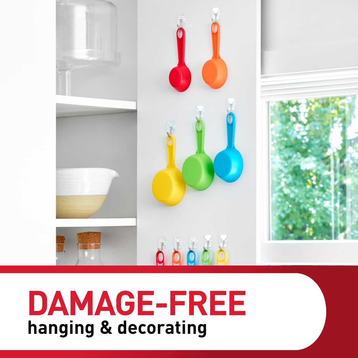Command Small Clear Wire Toggle Hooks, 10 Wall Hook and 12 Strips, Damage-Free Hanging with Adhesive, Great for Hanging, Organization and Storage, Holds up to 0.5 lb