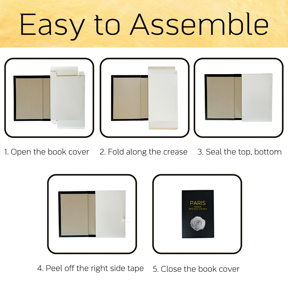 AZEZO Set of 3 Decorative Books for Home Decor – Decorative Hardcover Display Faux Books for Bookshelf and Coffee Table – Black and Gold Foiled – Paris London New York Themed