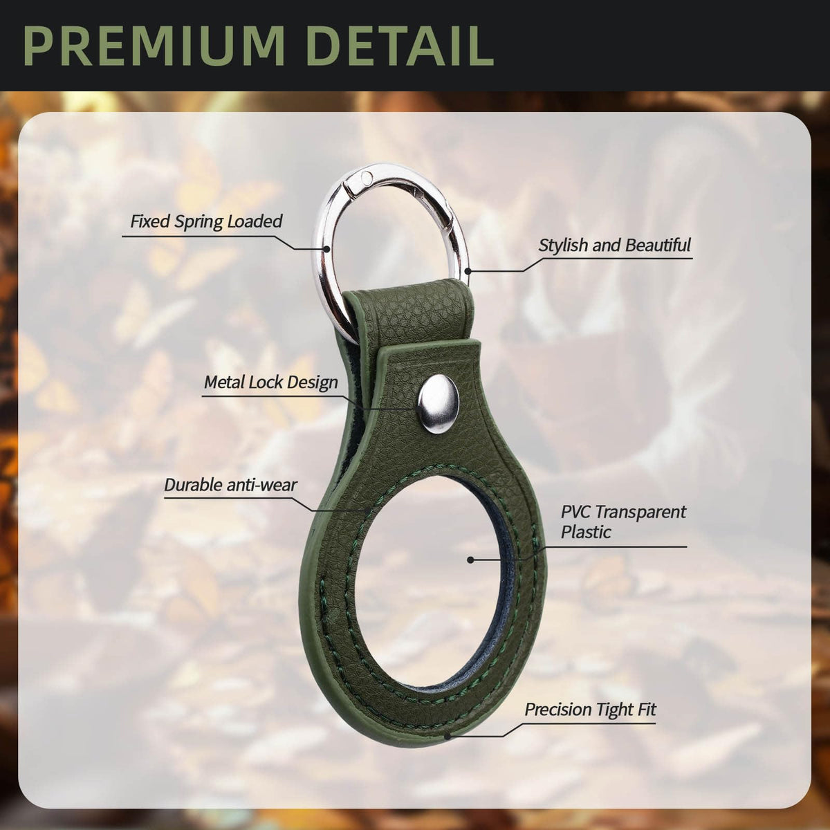 IELCJJ 5PCS Premium Leather Coin Holder - Handmade Sobriety AA Coins Chip Keychain - Displays Both Sides of Sober Token Medallion Pet Challenge Coin - Green Waterproof Scratchproof Soft PVC Key Ring