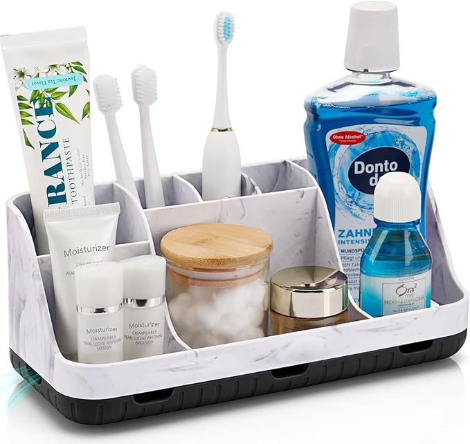 Marble Bathroom Countertop Organizer