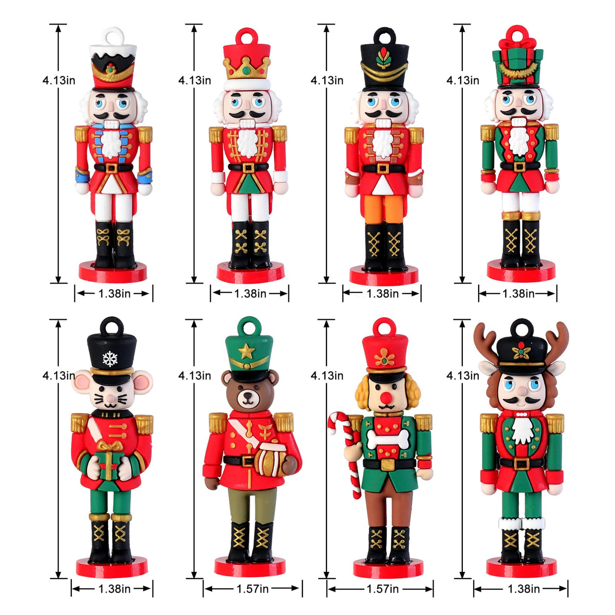 8PCS Christmas Nutcracker Ornaments for Tree, Vivid Nutcracker Soldiers Christmas Tree Decorations for Xmas Tree Festive Hanging Ornament Holiday Party Decor