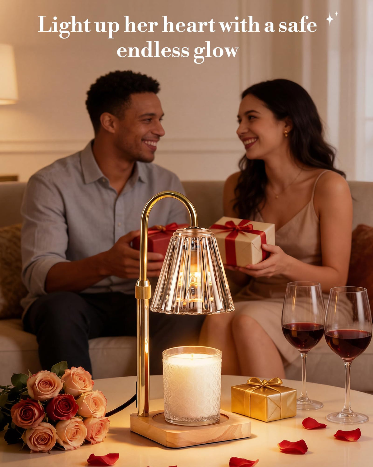 Marycele Candle Warmer Lamp with Timer & Dimmer - Mothers Day Gifts for Women Mom Her, Aesthetic Office Home Decor, Adjustable Height Wax Melter for Candle Jar & 3-Wick Candles (2 Bulbs Included)