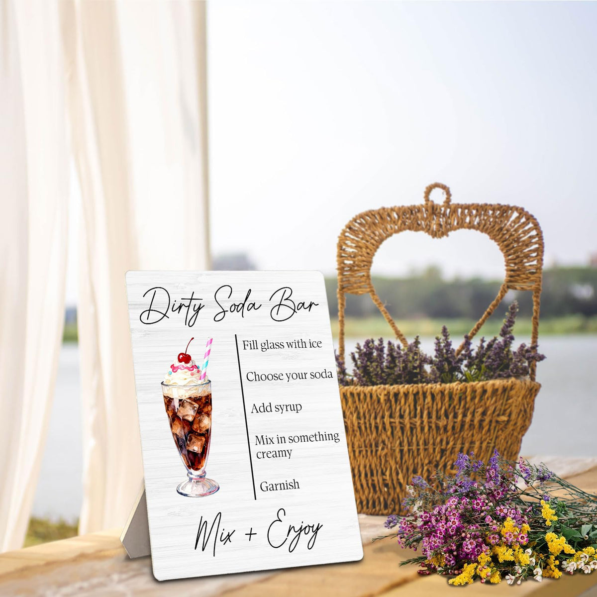 ERYBHKRTYH Dirty Soda Bar Sign - Dirty Soda Bar Supplies, Baby Bridal Shower Decorations, Signature Drinks Sign Wedding, 5x7 Inch