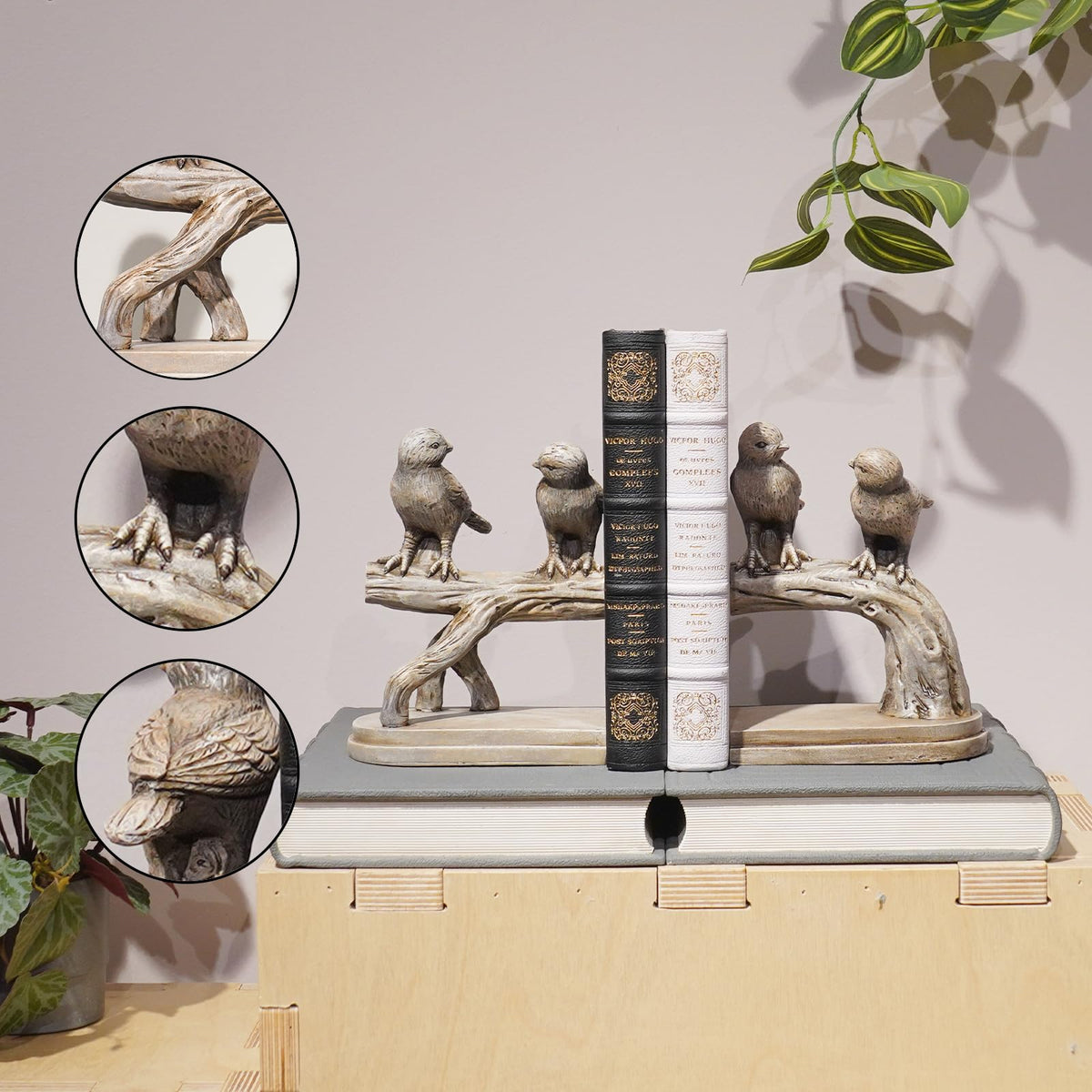 Decorative-Bookends Birds Book-Ends Heavy Duty - Unique Book Ends to Hold Books Heavy Duty Antique Book Stoppers for Shelf Office Desk Books Stand Organizer 2.3 LBS 4.75 * 4 * 6 in Newman House Studio