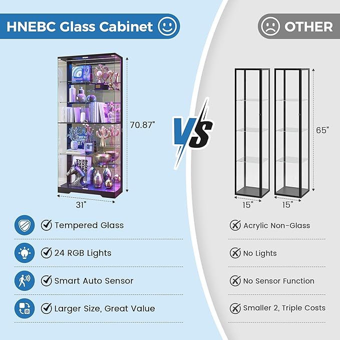 HNEBC 71” Display Cabinet with Glass Doors