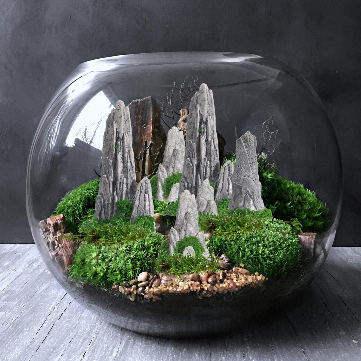 UPKOCH 8Pcs Miniature Fake Rocks for Diorama Supplies, Artificial Stone Figurines with Moss, Resin Zen Garden Accessories Terrarium Decor Mini Landscape