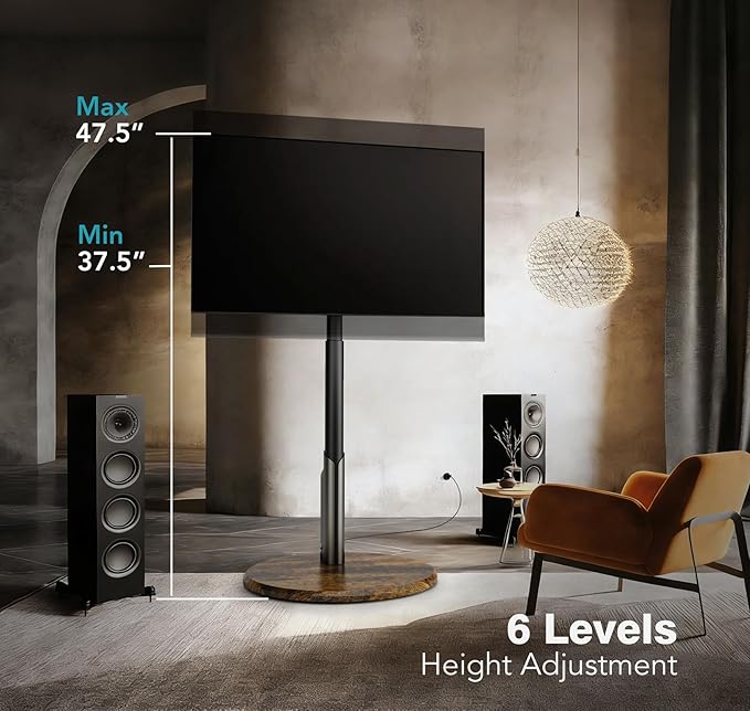 Mobile TV Stand with Power Outlet, Rolling TV Cart